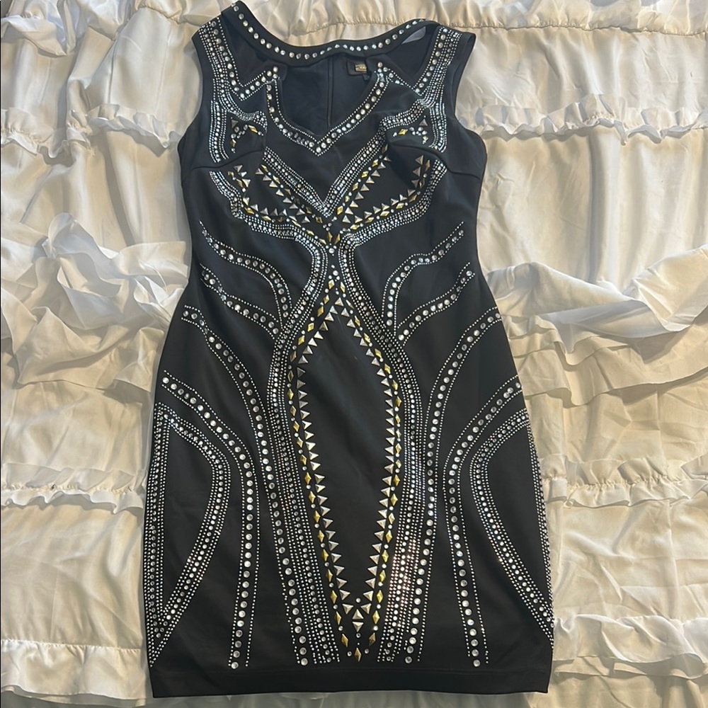 Black and Gold Studded Dress